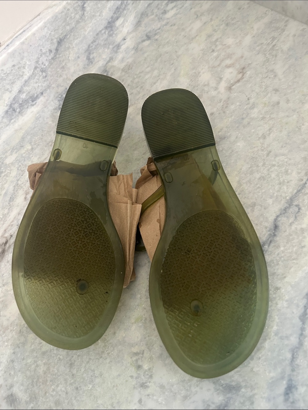 Tory Burch Green Jelly Logo Thong Sandals - Picture 4 of 6